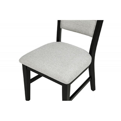 Dining Set With Round Table And 4 Upholstered Chairs - Black / Gray