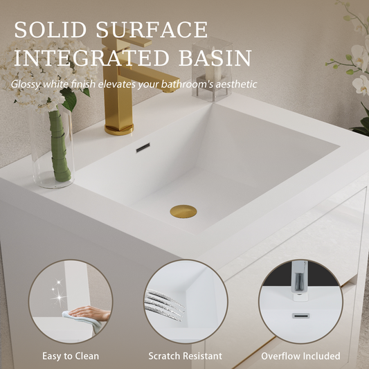 24" Wall-Mounted Bathroom Vanity with Sink and Storage Cabinet