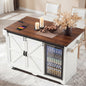 K&K 72" Farmhouse Kitchen Island with Fridge Storage Space