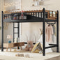 Twin XL Size Loft Bed with Ladders and Storage Shelves