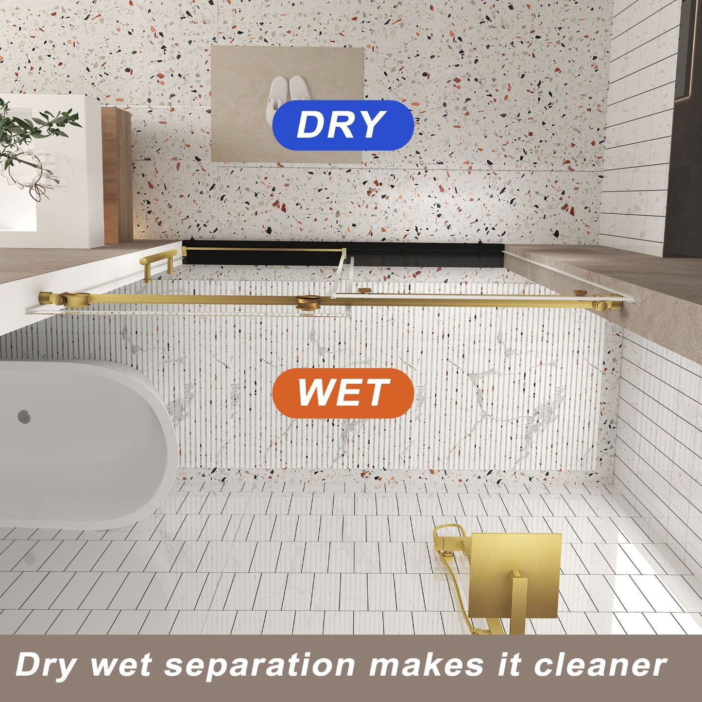 Frameless Shower Door, Smooth Sliding Tracks