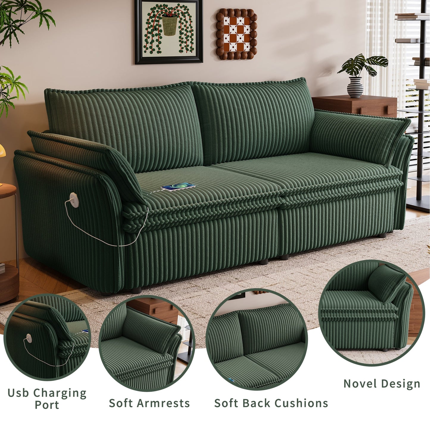 Multi-Functional 85-Inch Convertible Sofa Bed