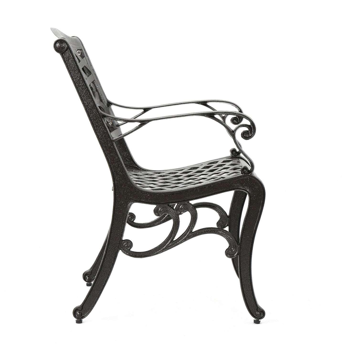 Luminea Outdoor Aluminum Dining Chair with Scroll Design, Bronze