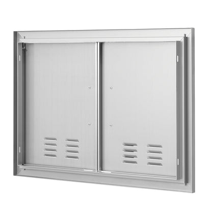 BBQ Access Door, 30W x 21H Inch Double Stainless Steel Outdoor Kitchen Door