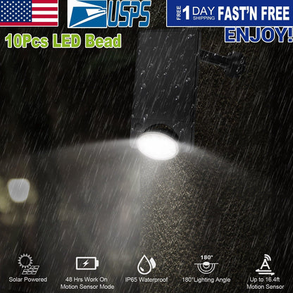 Solar Spotlights Outdoor 10LEDS Landscape Lights 120¡ Motion Sensor Lamps 180¡Lighting IP65 Waterproof for Garage Garden Front Door
