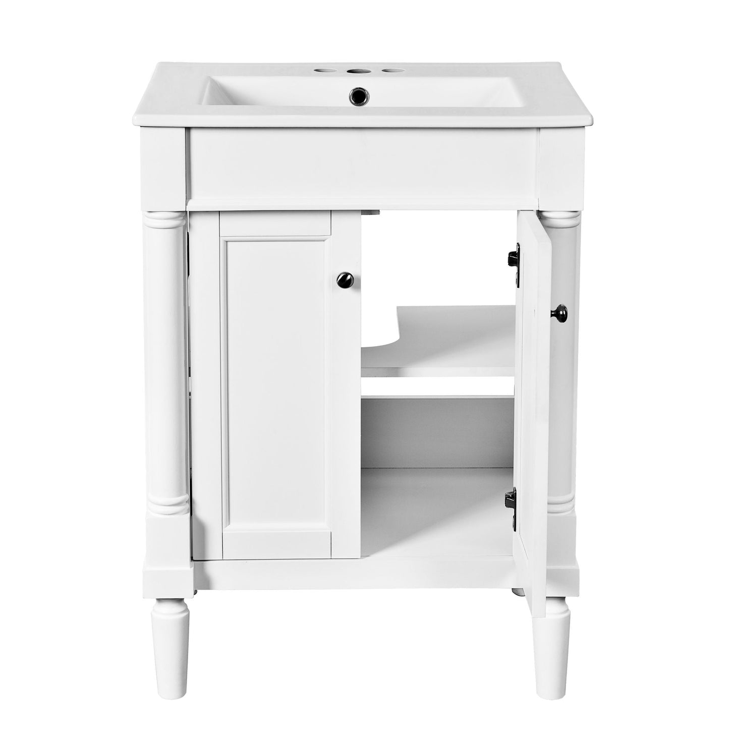 Bathroom Vanity With Top Sink, 2 Tier Storage Cabinet