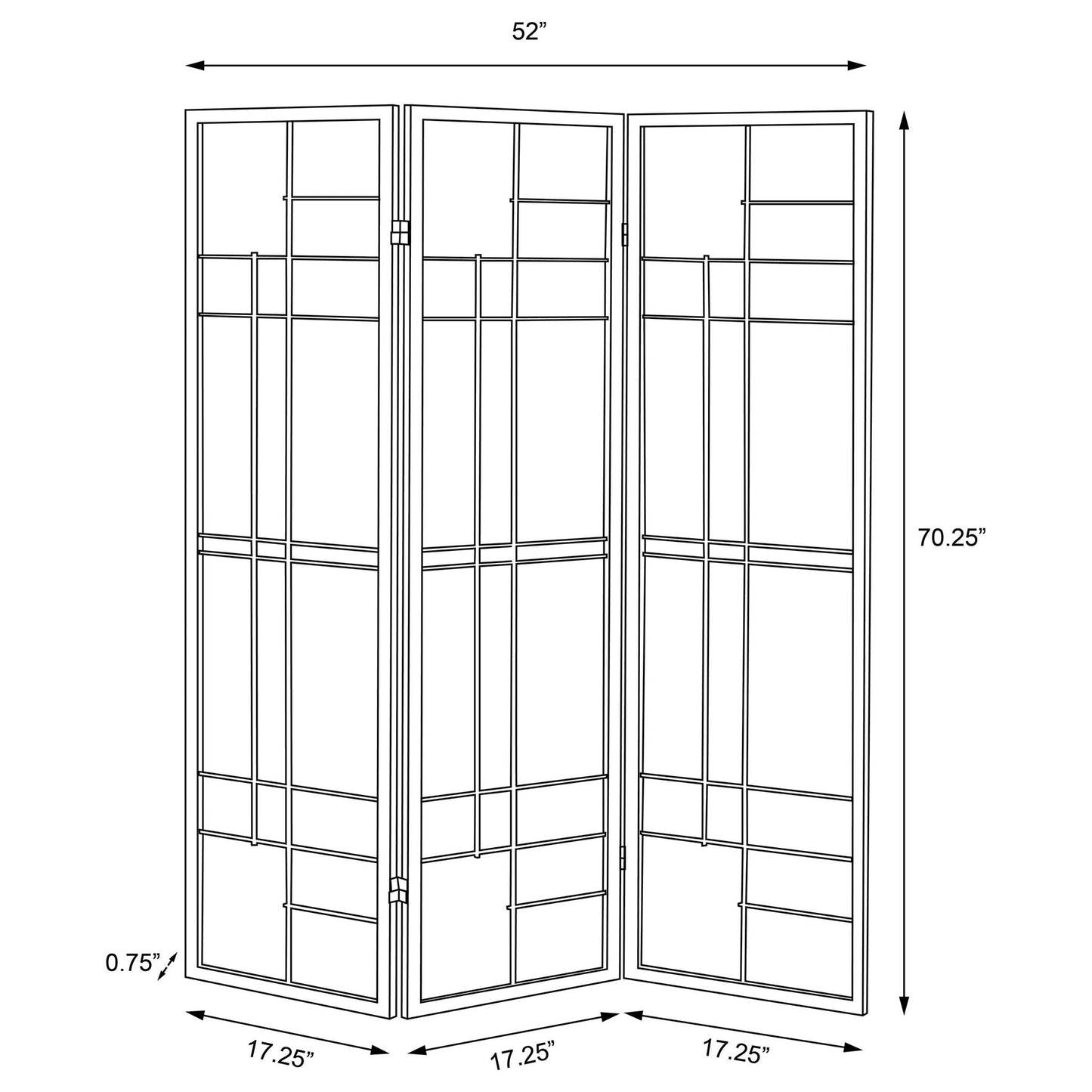 Colby - 3-Panel Folding Floor Screen - Brown / White