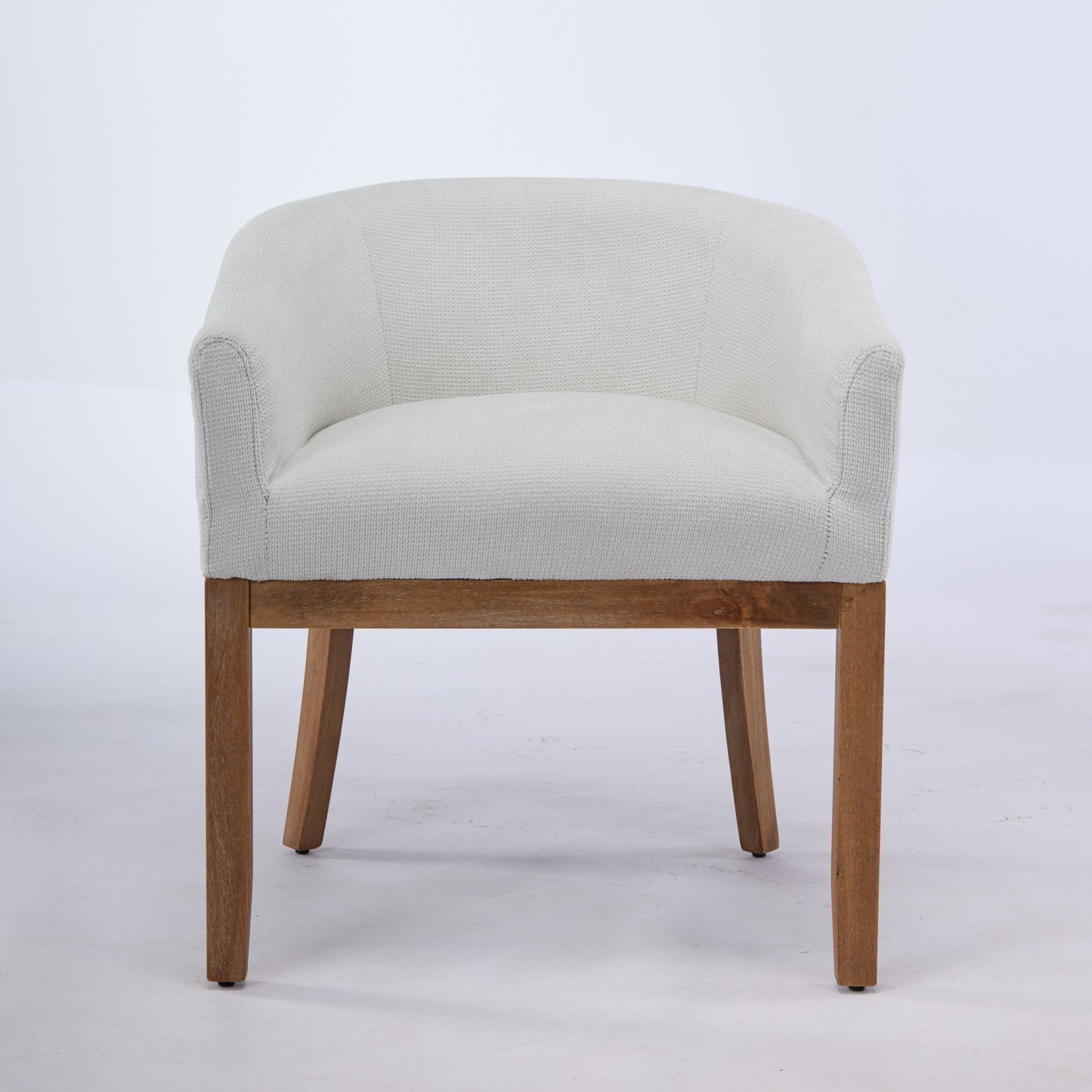 Mid Century Modern Upholstered Barrel Dining Chair with Arms
