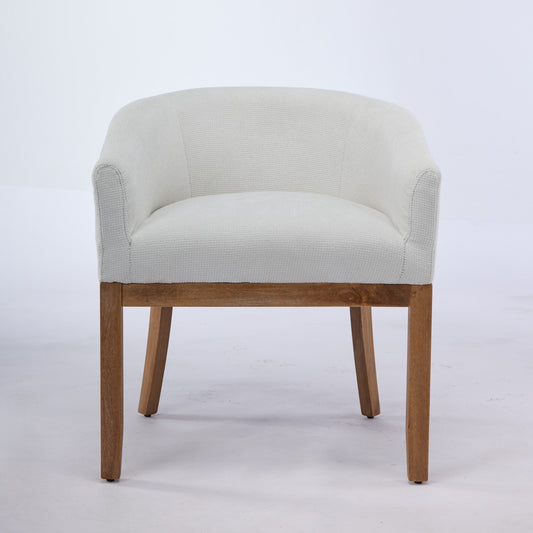 Mid Century Modern Upholstered Barrel Dining Chair with Arms