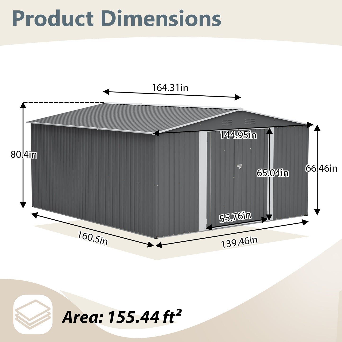 12×14 ft Outdoor Metal Storage Shed