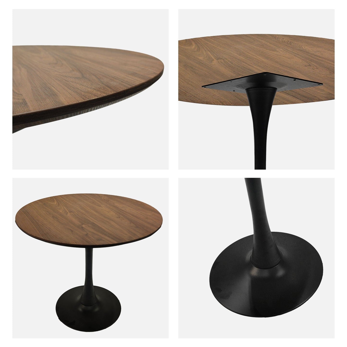 Mid-Century Round Dining Table With Pedestal Base For 2 - 4 People
