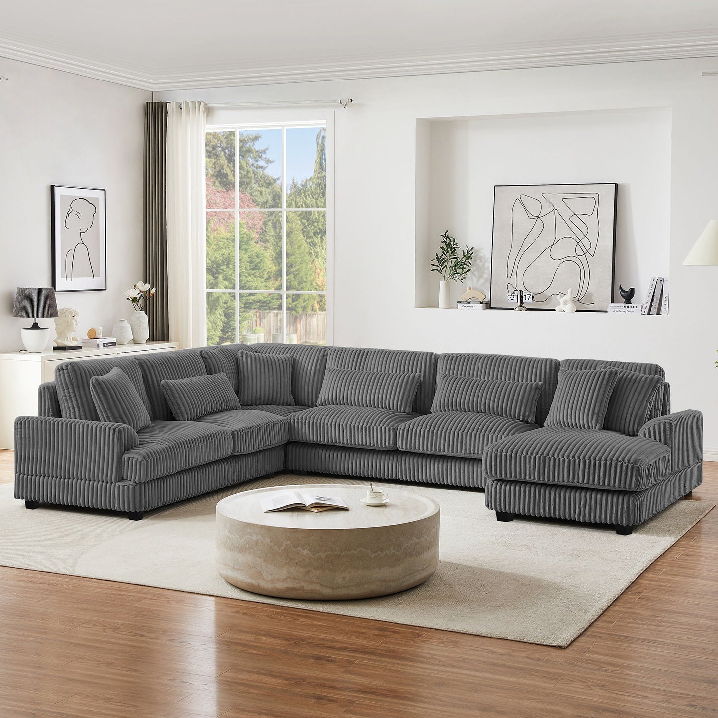 Oversized Sectional Sofa U - Shaped Sofa Couch Modern Sofa Upholstered In Soft With A Chaise Lounge For Living Room