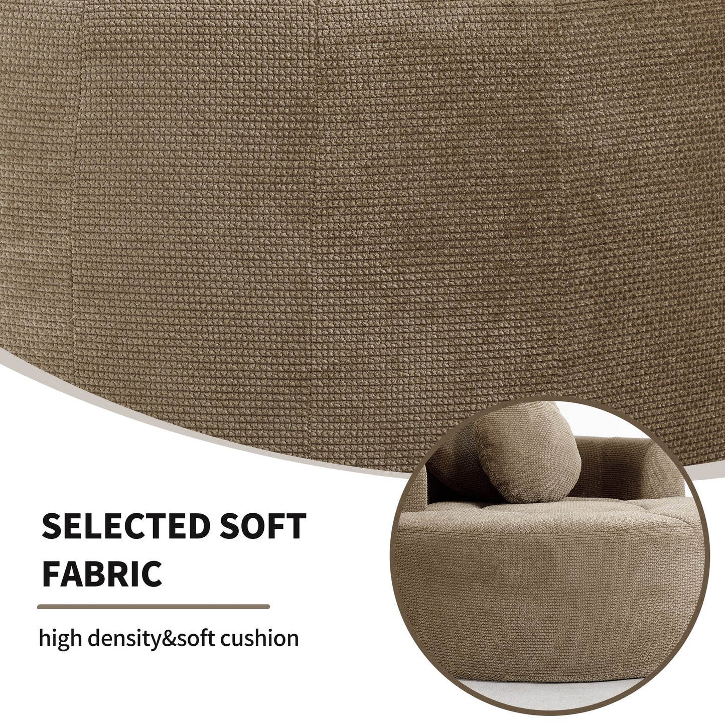 Round Sofa Bed with Memory Foam Sectional Couch for Living Room
