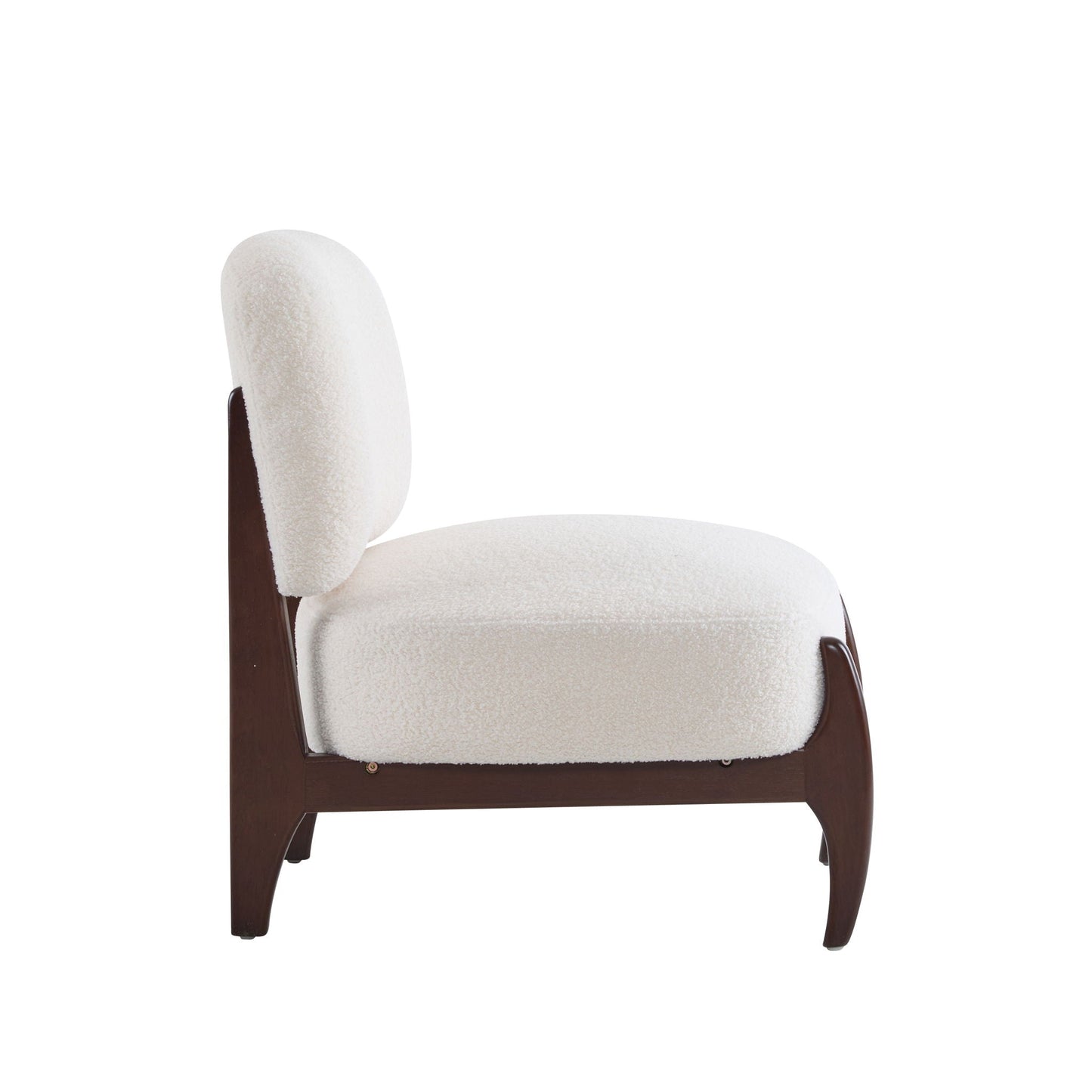 Modern Boucle Lounge Chair With Solid Wood Frame