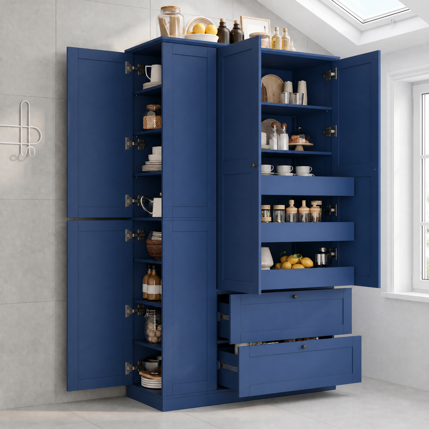 TOPMAX 73.6" Tall Farmhouse Kitchen Pantry Cabinet with 8 Shelves