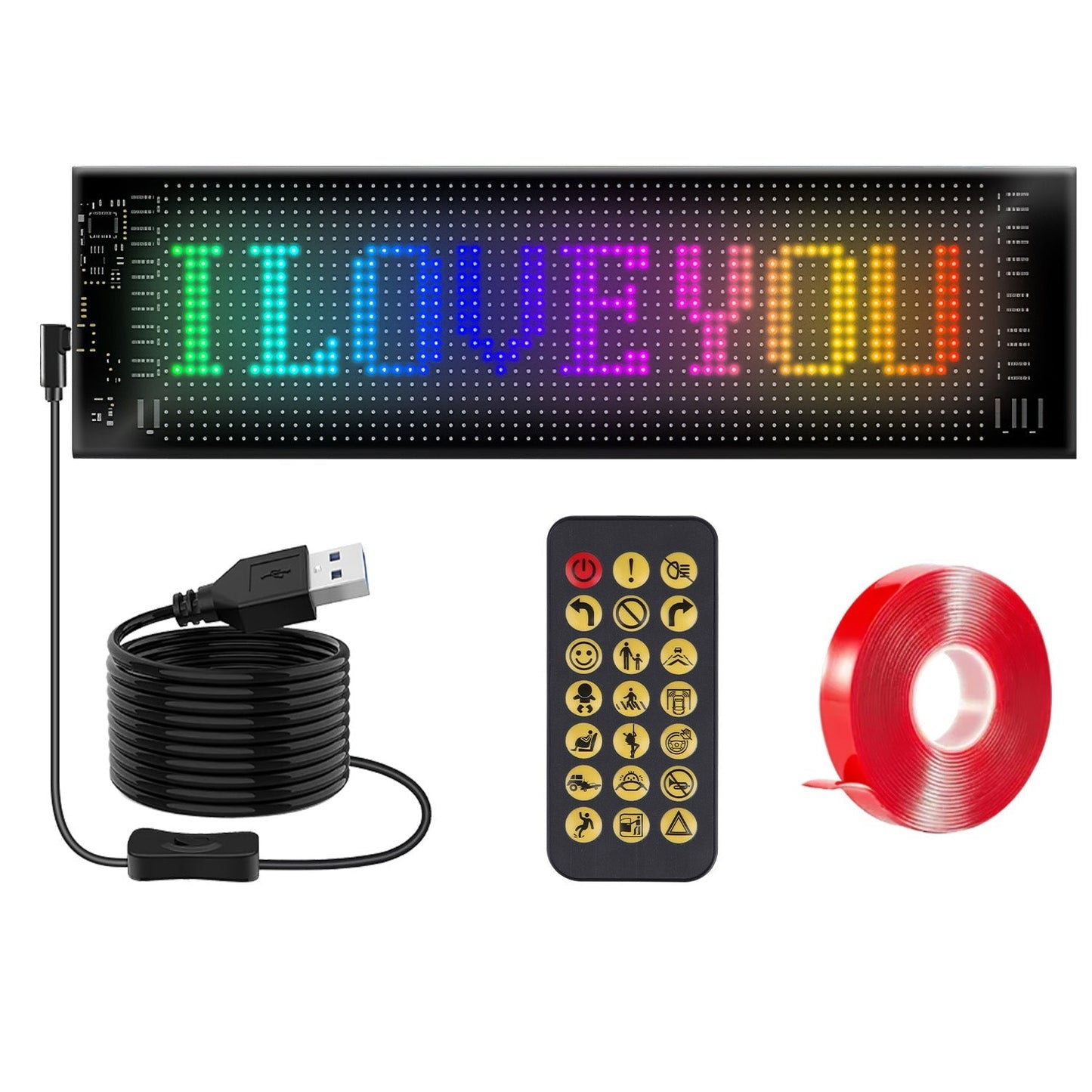 2Pack 20x64 Matrix Devil Eyes Lights For Car Ultra-thin Programmable LED Car Signs with APP Remote Control DIY Design Text Patterns Animations