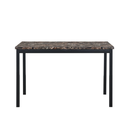 Furniture 5 Piece Metal Dinette Set with Faux Marble Top - Black