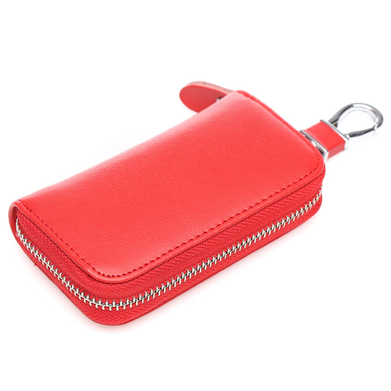 Men's Leather Zipper Multi-function Car Key Holder
