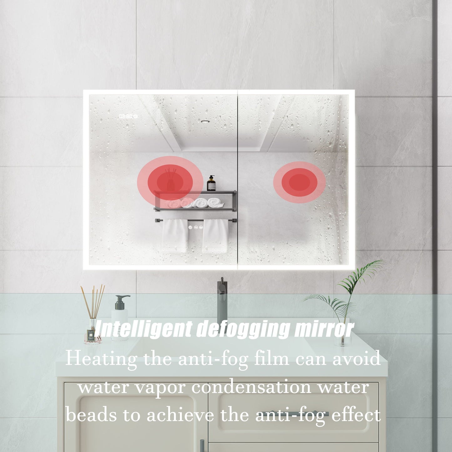 Bathroom Medicine Cabinet With Lights, LED Medicine Cabinet With Mirror, Lighted Medicine Cabinet With Defogger