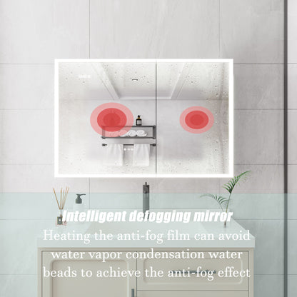 Bathroom Medicine Cabinet With Lights, LED Medicine Cabinet With Mirror, Lighted Medicine Cabinet With Defogger