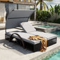 U_STYLE Outdoor Steel Frame Sun Lounger with Adjustable Backrest