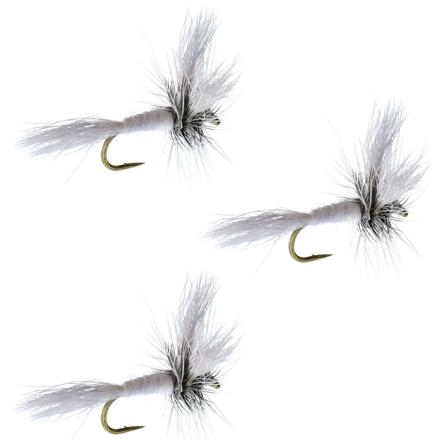 3 Pack Barbless White Wulff Classic Hair Wing Dry Fly - Hook Size 12