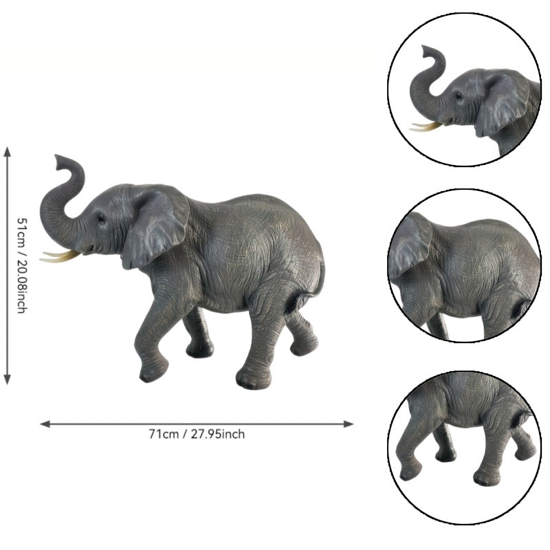 20'' Tall Resin Elephant Statue with Raised Trunk