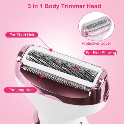 4 In 1 Electric Razor for Women Painless Grooming Kit Rechargeable Eyebrow Nose Hair Pubic Hair Bikini Trimmer Face Shaver