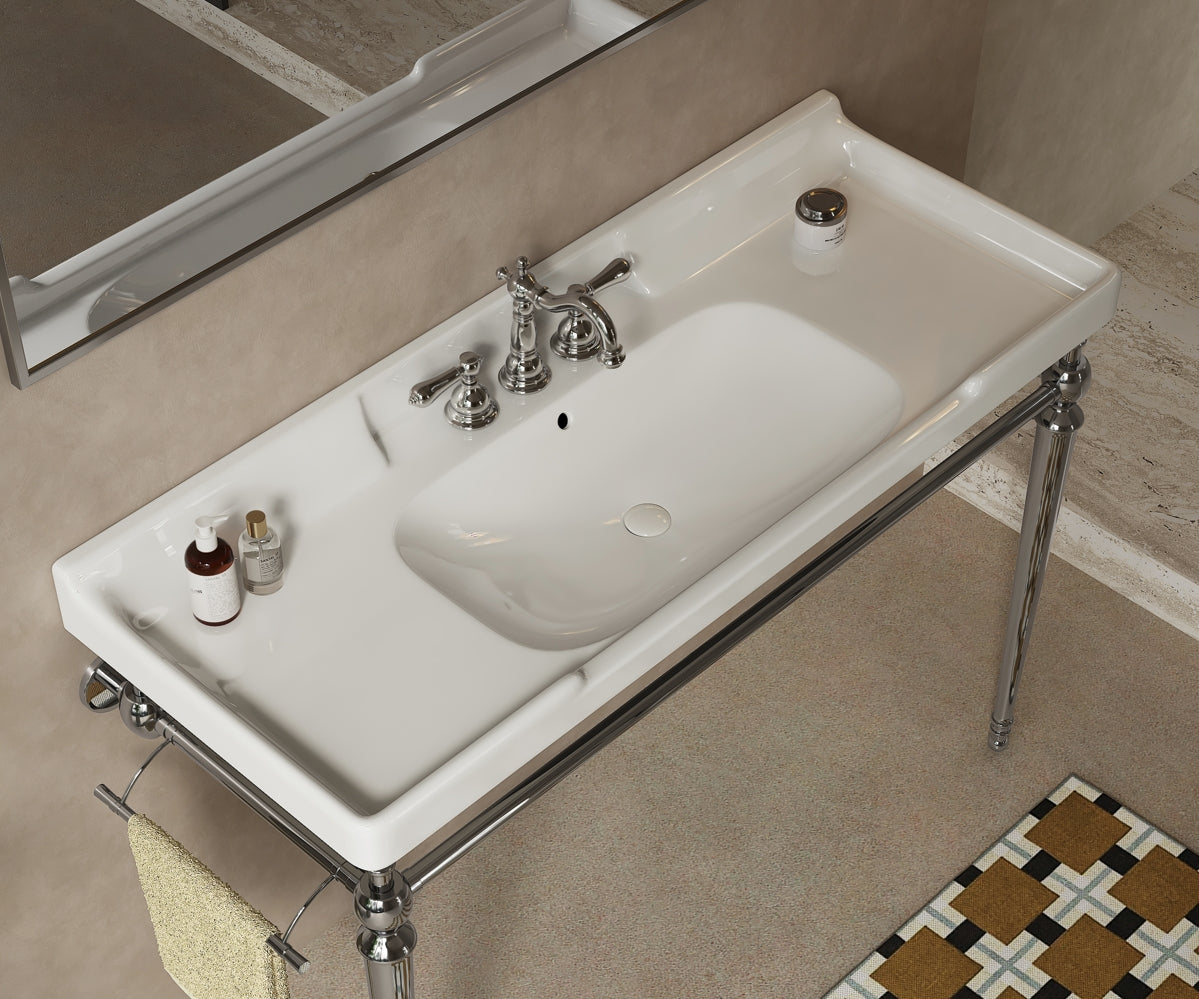 VICI 48" Bathroom Ceramic Basin with 3 Pre-Drilled Holes