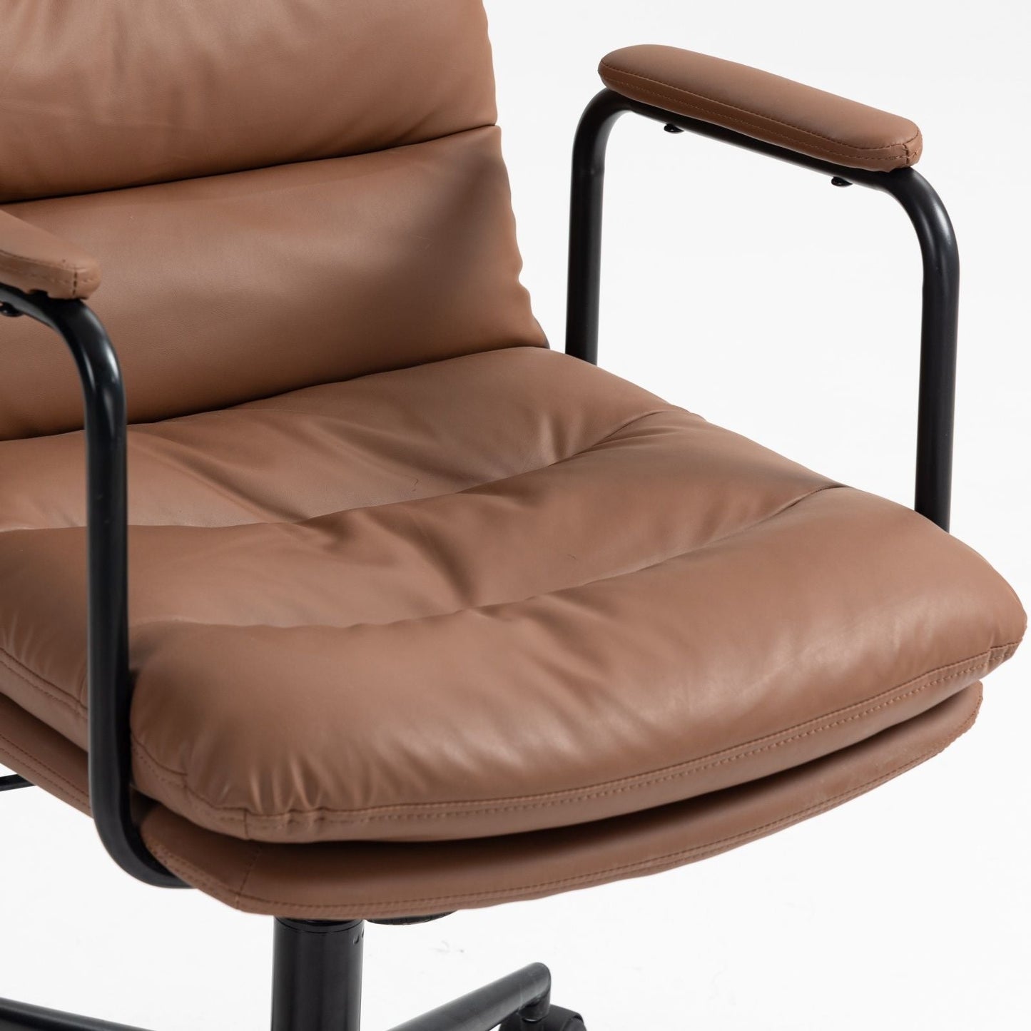 Office Chair, Mid Back Home Office Desk Task Chair With Wheels And Arms Ergonomic Computer Rolling Swivel Chair With Padded Armrest