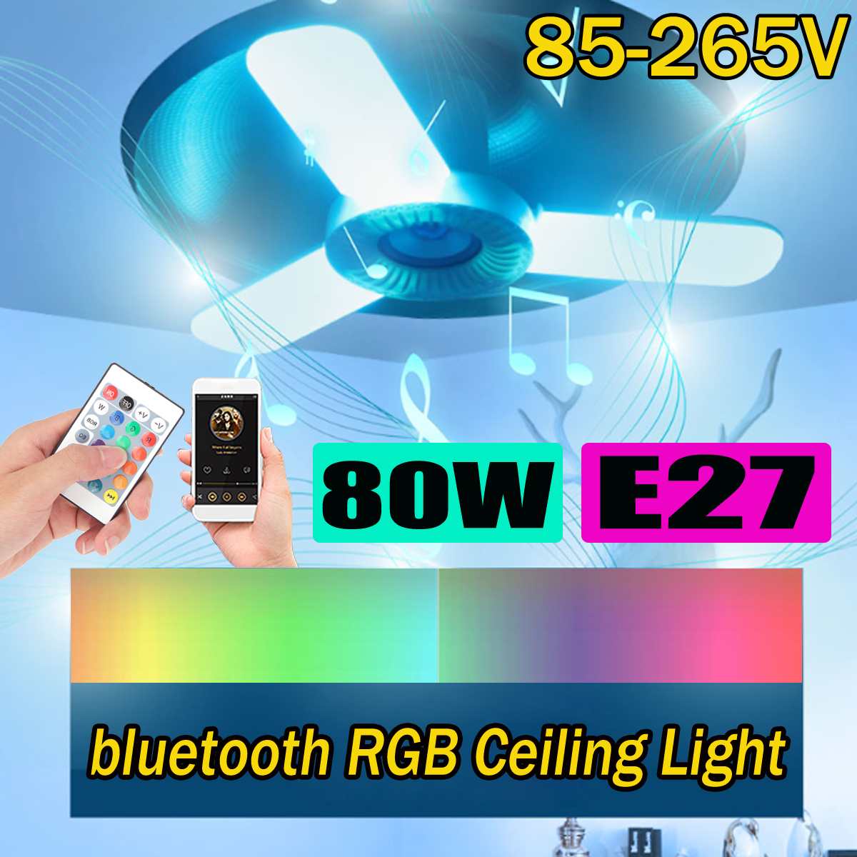RGB Folding Bluetooth Music Lamp with Three Leaf Design