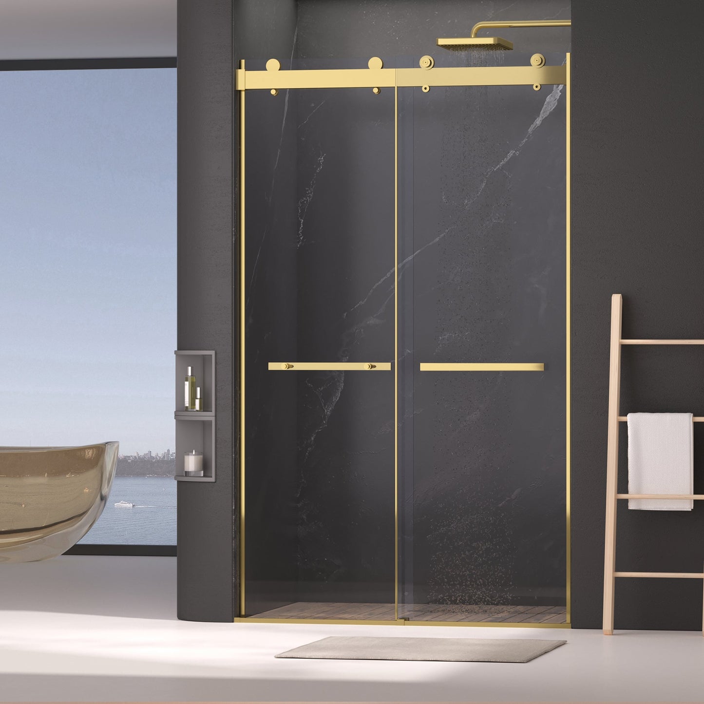 Dual Sliding Frameless Shower Door 44-48 in W x 75 in H
