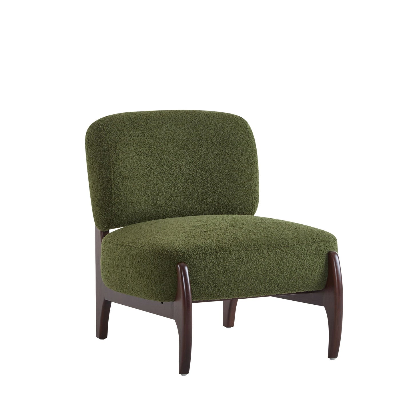 Modern Boucle Lounge Chair With Solid Wood Frame