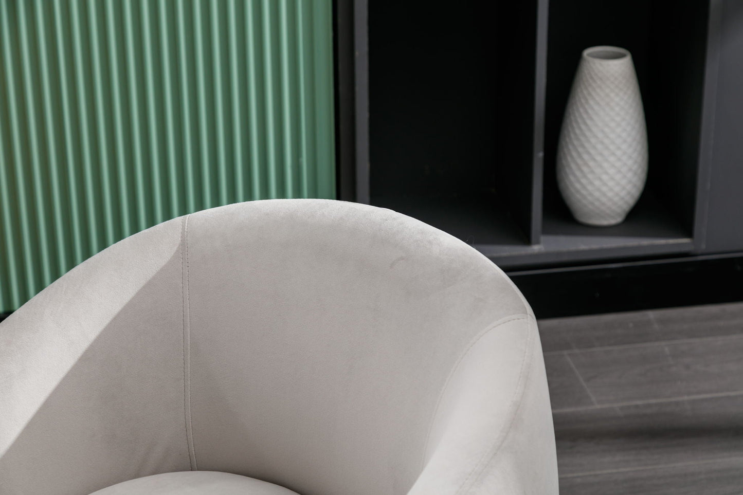Swivel Accent Armchair Barrel Chair With Powder Coating Metal Ring