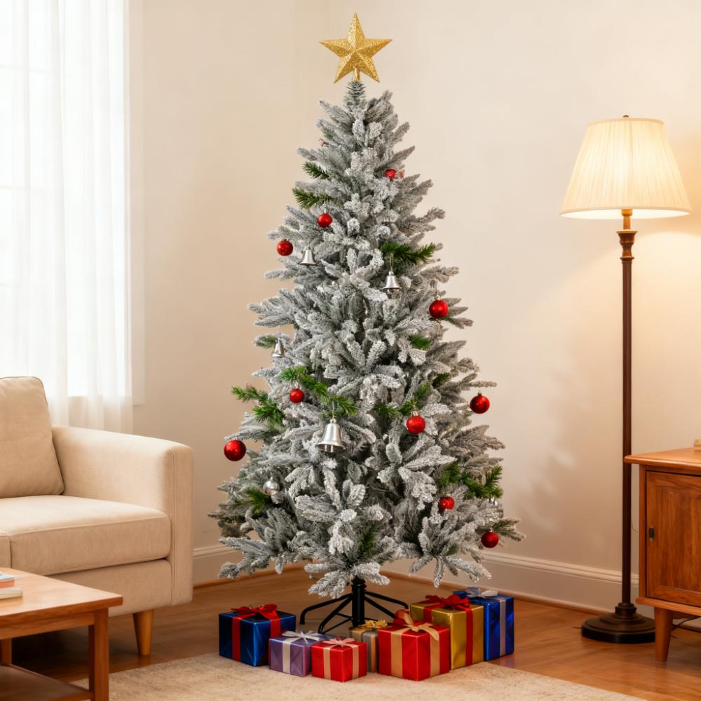 Snowy Artificial Christmas Tree with Easy Assembly