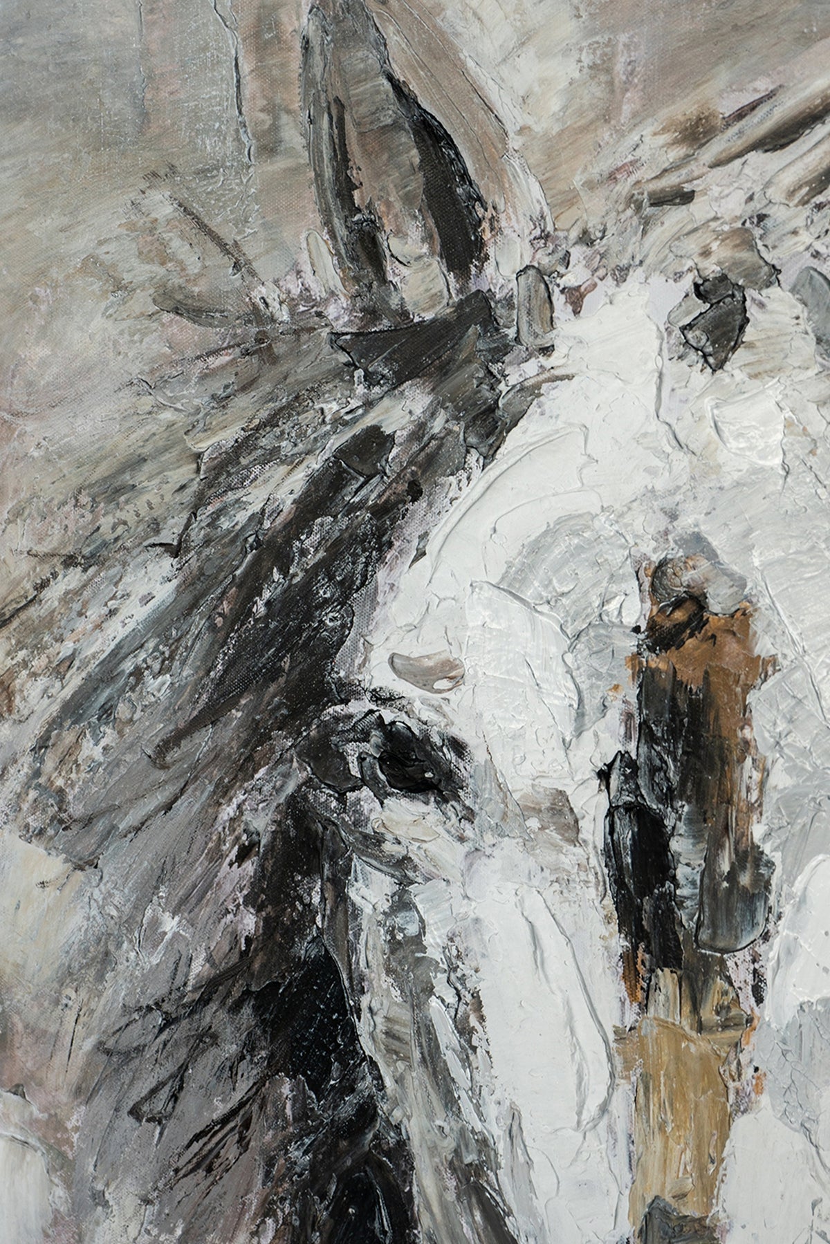 35.4x47.2x1.2" Hand-Painted White Horse Artwork