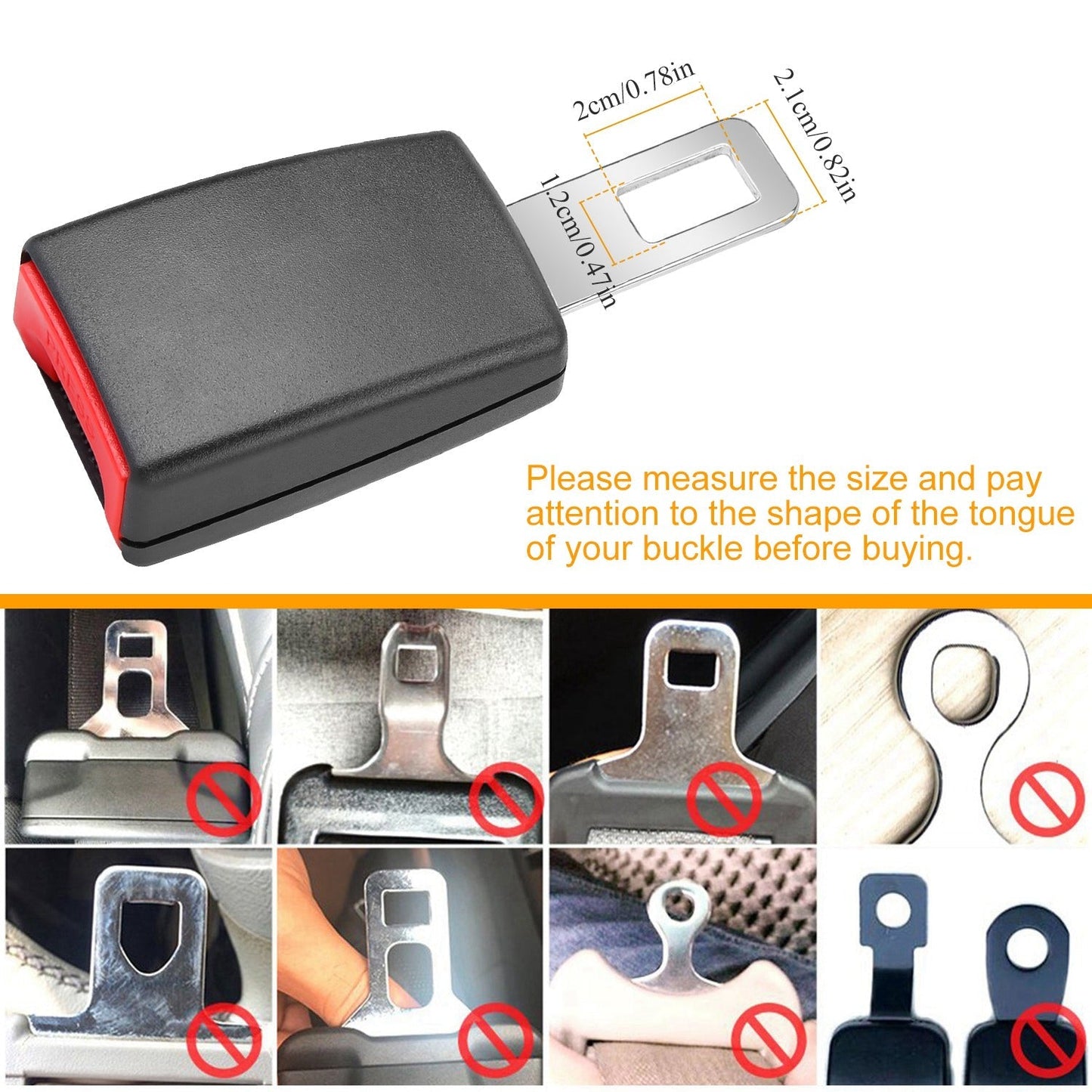2Pcs Universal Car Extension Socket Buckles Auto Safety Extender Clip Alarm Stopper Comfortable For Pregnant Compatible w/ Most Cars