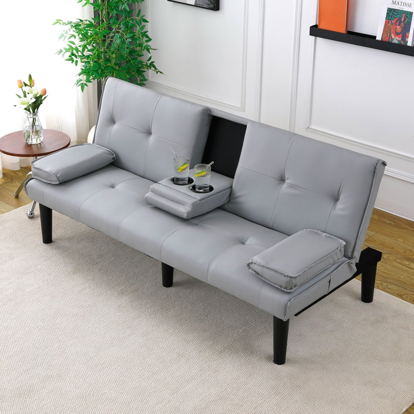 Sofa Bed With Foldable Design And Cup Holder