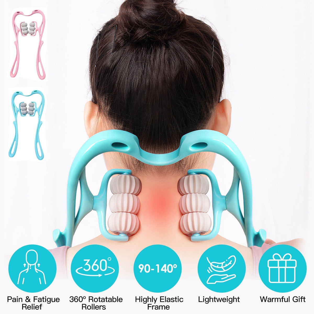Neck Roller Massager 360¼ Rotatable Trigger Point Roller Portable Massager with 6 Balls for Neck Leg Thigh Foot Pain Relief