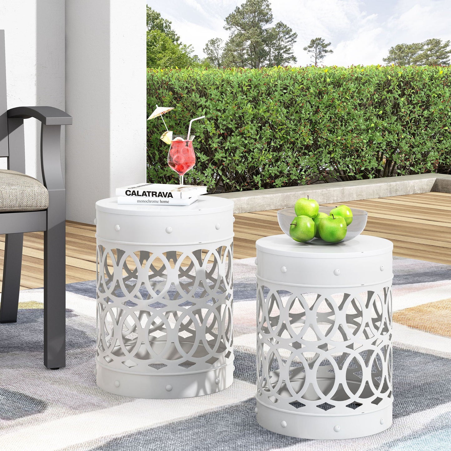 Outdoor Metal Side Table Set of 2