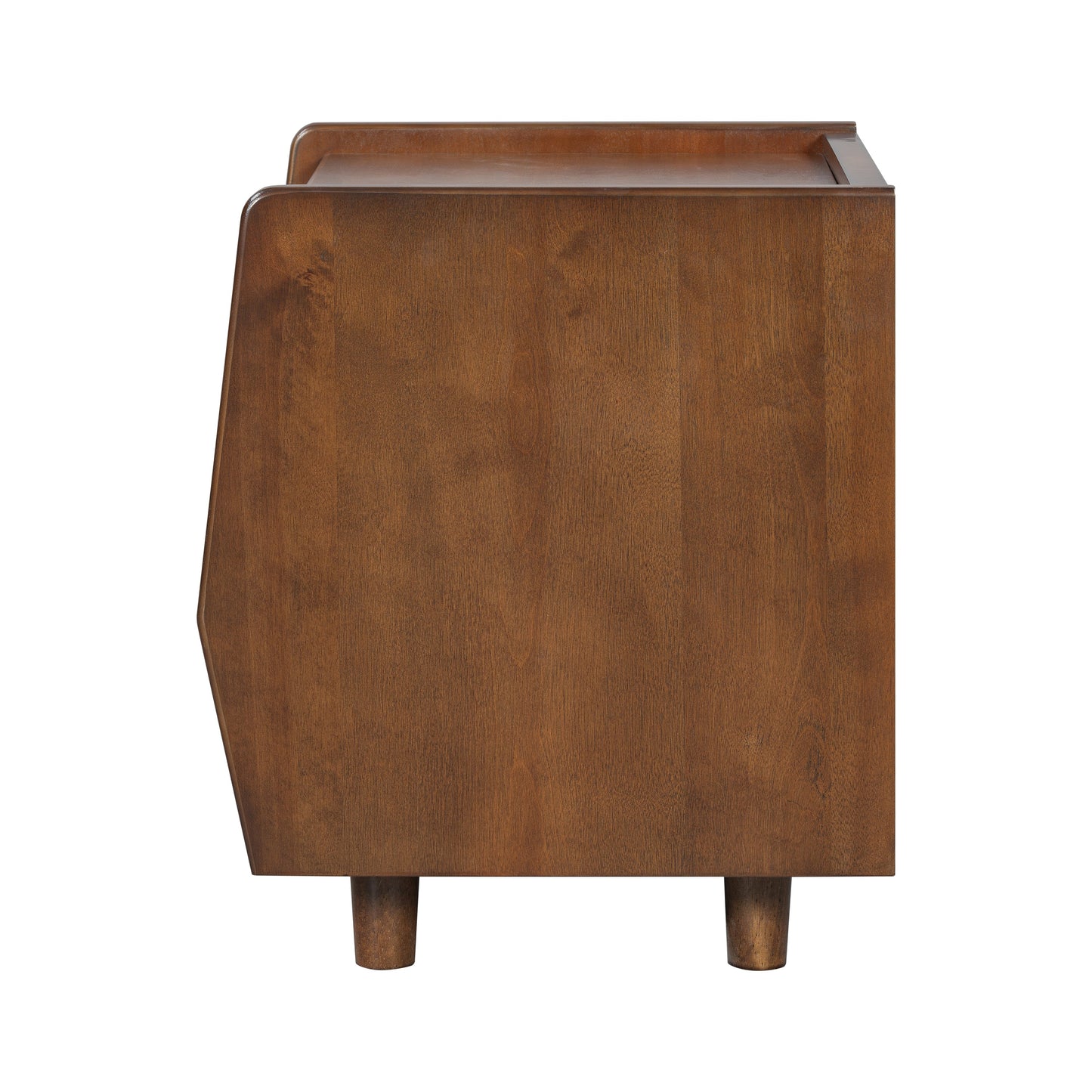 Walnut Nightstand with Rattan Detail, MDF + Solid Wood