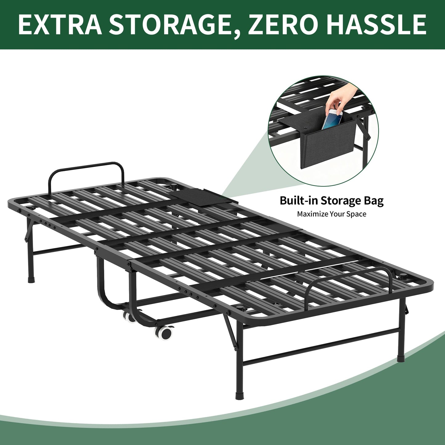 75 Inch Folding Bed with 5" Memory Foam Mattress