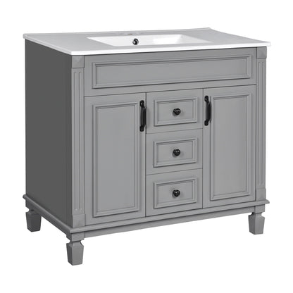 Bathroom Vanity With Top Sink and Soft-Closing Storage
