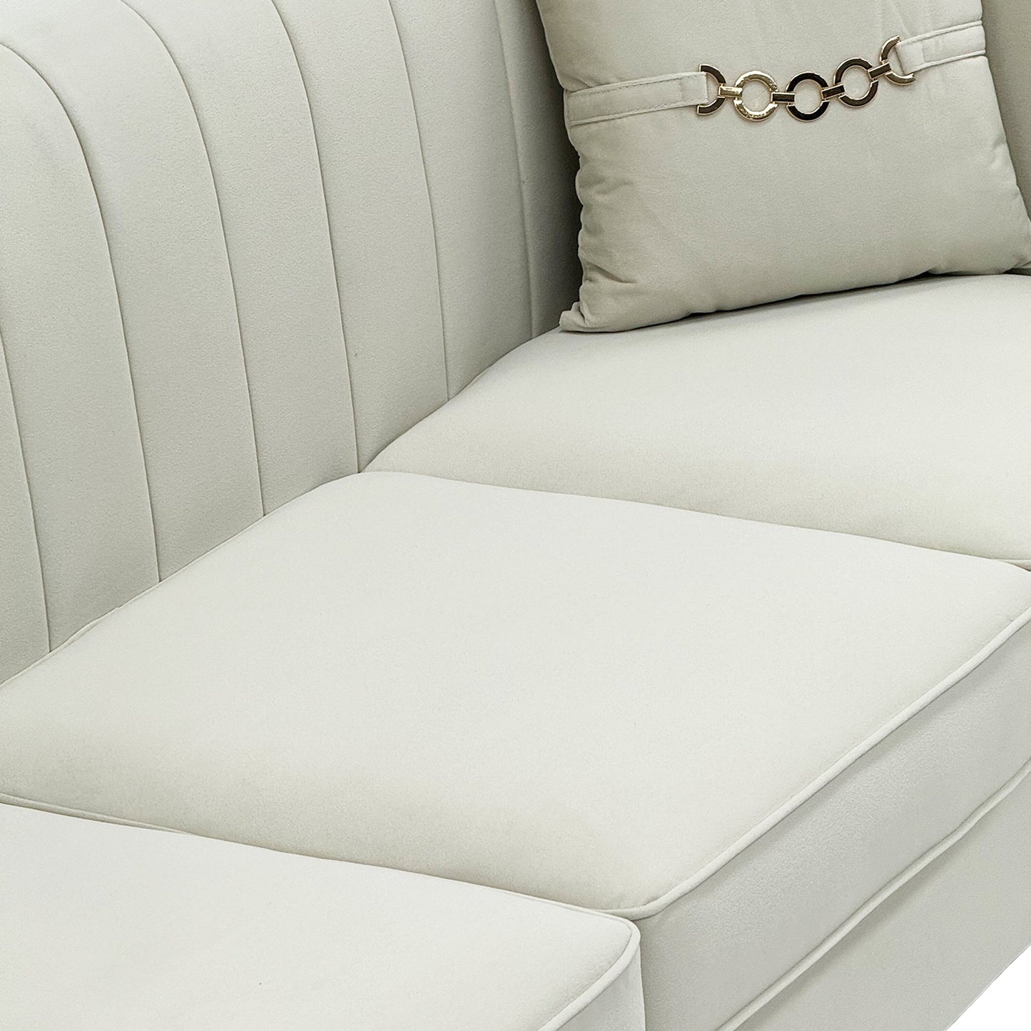 FX-P82B-BE (834-3 Sofa) Velvet 3-Seater Sofa