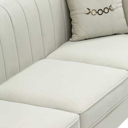 FX-P82B-BE (834-3 Sofa) Velvet 3-Seater Sofa