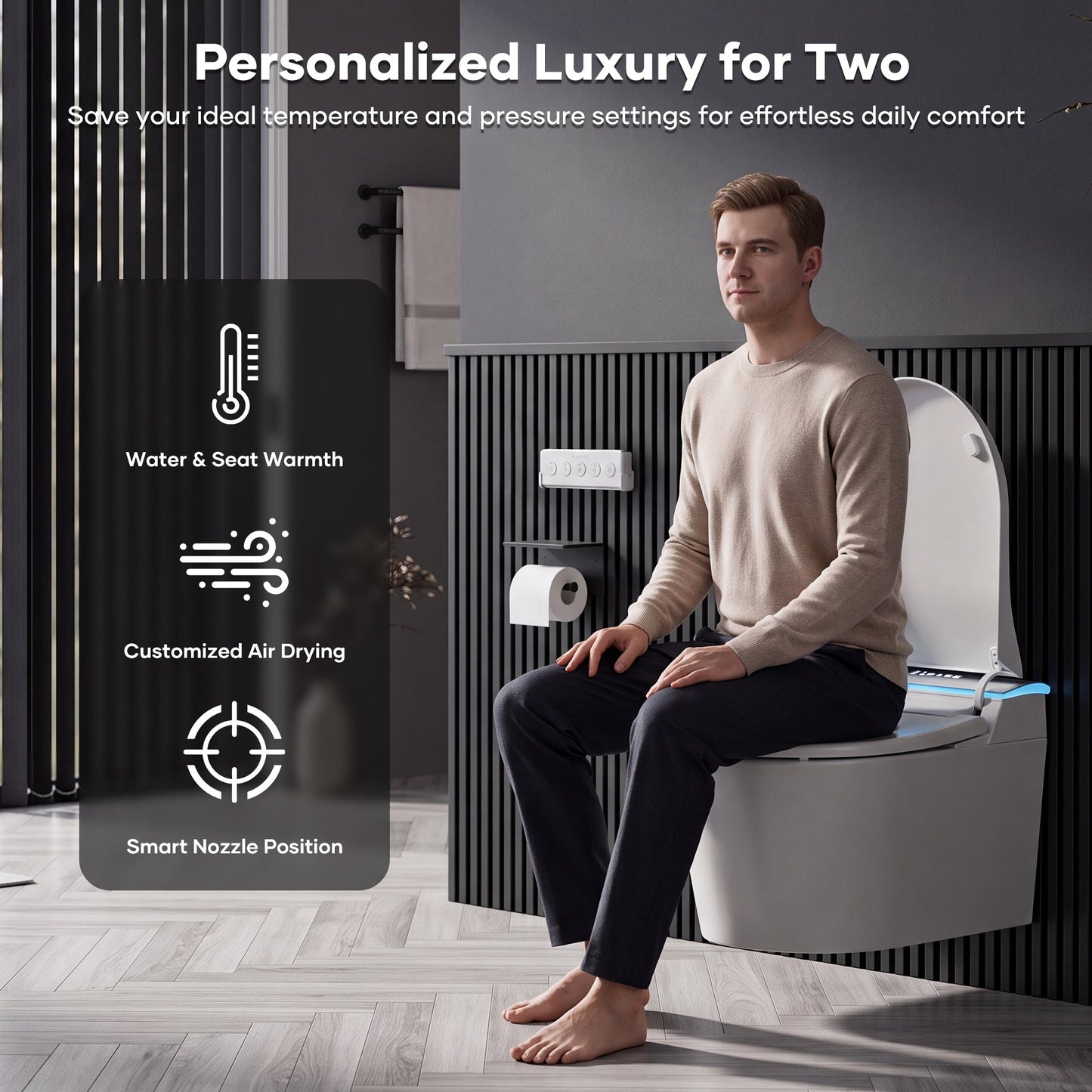 Wall-Mounted Smart Toilet with Automatic Lid Opening