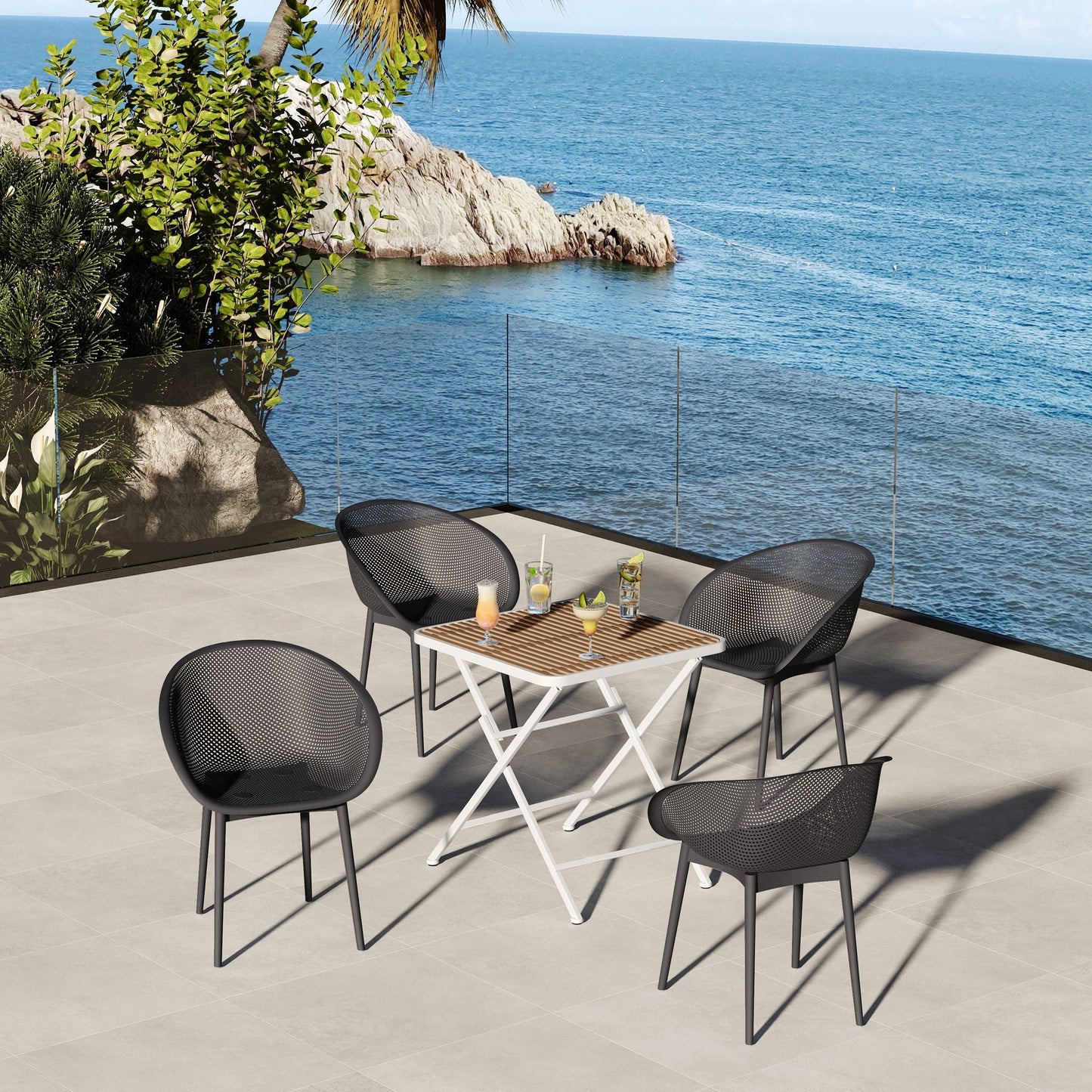 2 Piece Durable Single Chair With Hollow Out Design