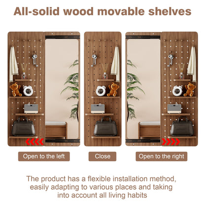 Wall Mounted Full Length Mirror With Shelf And Hook