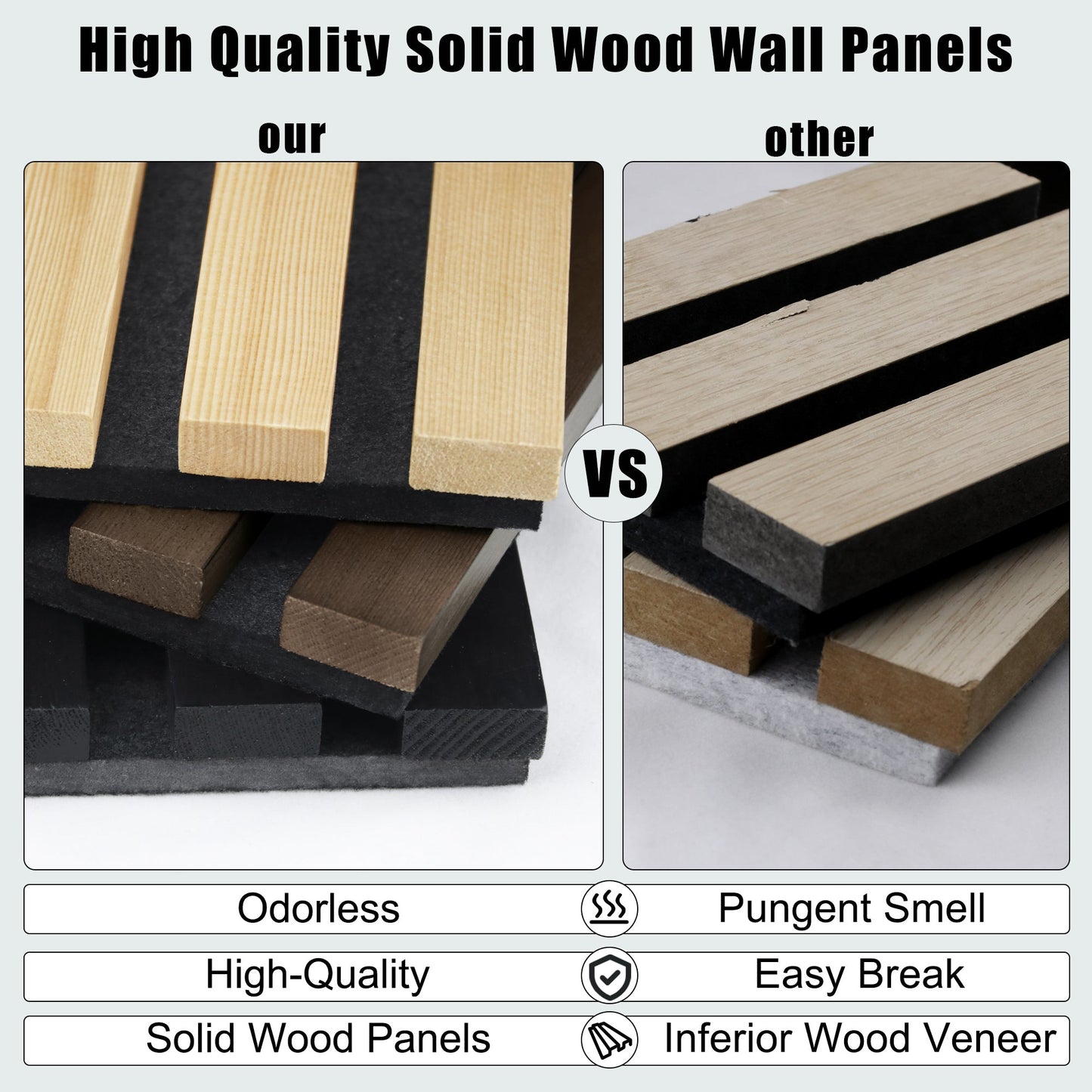 2 Pack Acoustic Solid Wood Wall Panels
