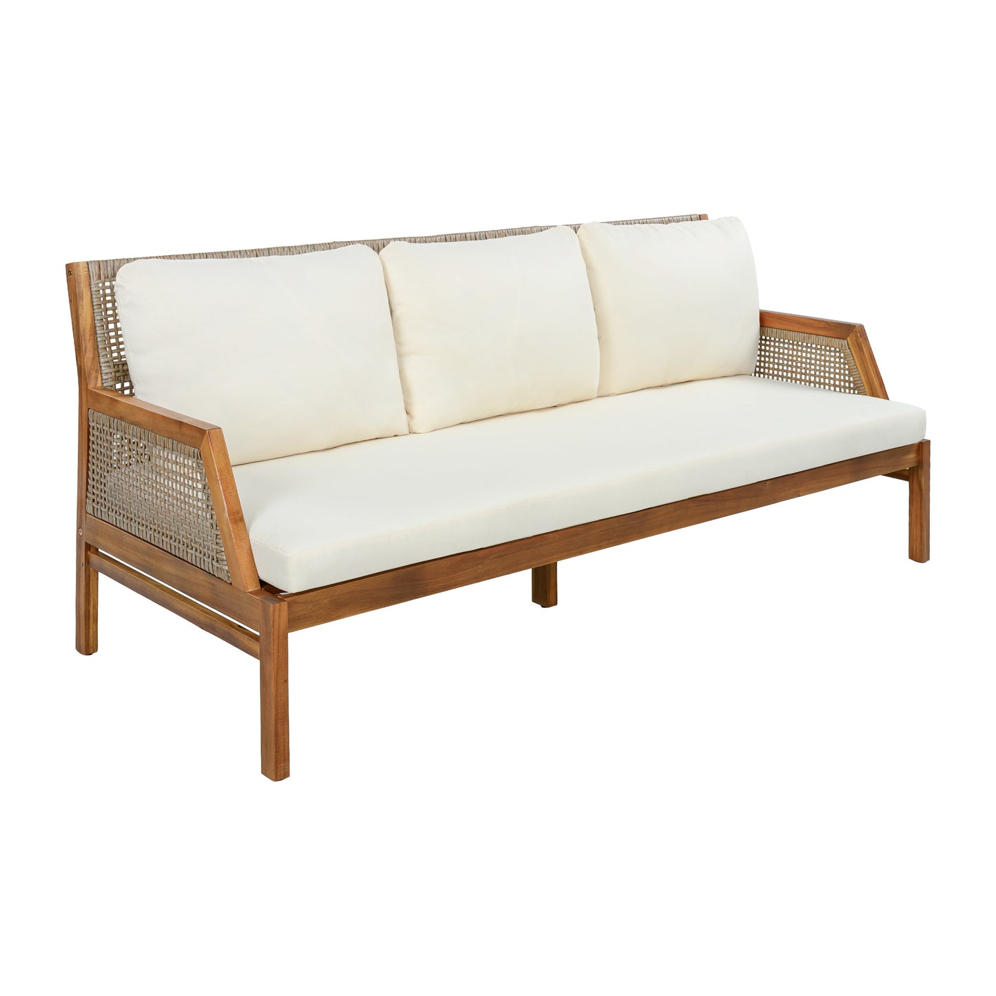 3 Piece Acacia Wood Patio Furniture Set with Coffee Table